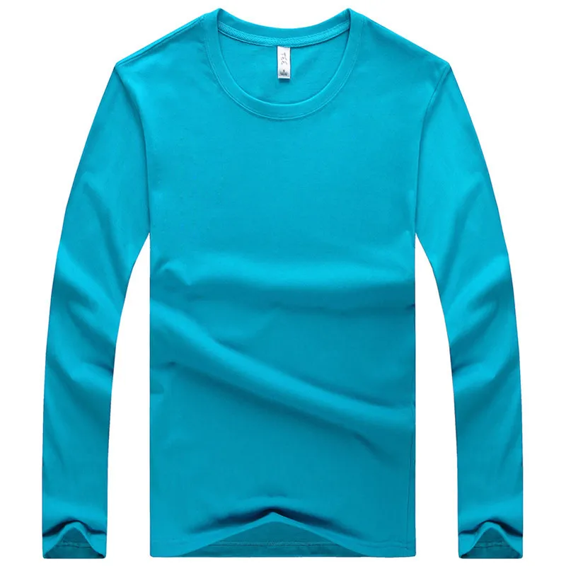 1500-Vasaros tendencija medvilnės vientisos spalvos apvalios kaklo pora ilgomis rankovėmis T-shirt unisex šešių spalvų