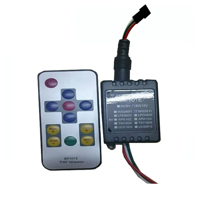 1X SP101E LED RF belaidis valdiklis gali valdyti WS2801,WS2811,LPD6803 LPD8806,APA102,APA104,TM1804,TM1809,UCS1903,UCS9812