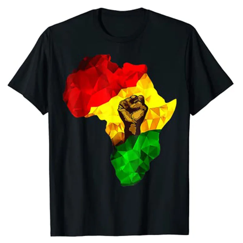 Afrikos Žemėlapis Auga Vertus Juneteenth Afrikos Pasididžiavimas Laisvės Diena T-Shirt Juoda Istorijos Drabužių Streetwear Juoda-didžiuojasi Grafinis Tee Viršų