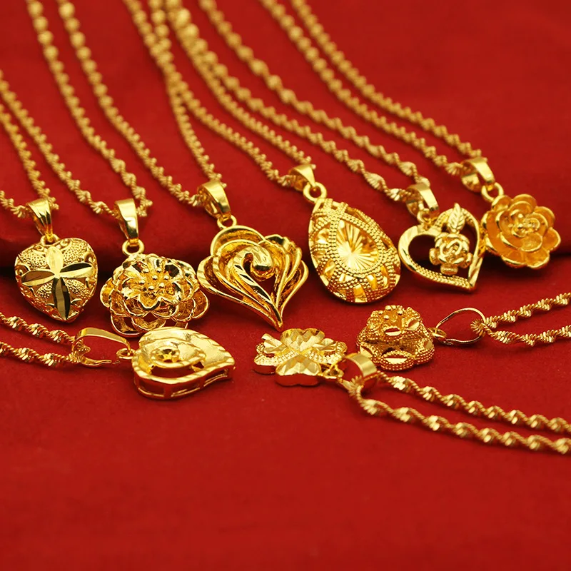 Prabangos Imitacija Aukso Karoliai Pakabukas Variu 24K Aukso Clavicle Grandinės Afrikos, Etiopijos Vestuvių Karoliai, Papuošalai, Dovana